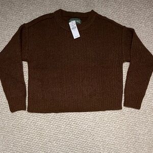 American Eagle W Tight Knit Long Sleeve Sweater Cropped Brown Warm XSmall NWT